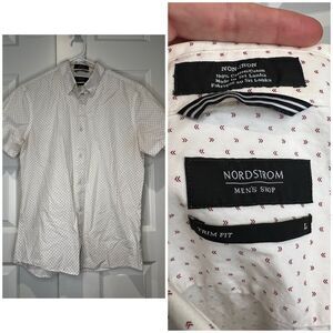 Nordstrom Trim Fit Men’s Short Sleeve Dress Casual Shirt Size Large L